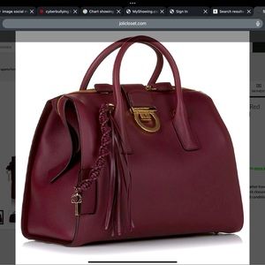 Salvatore Ferragamo Ferragamo Red Gancini Leather Satchel Dark red